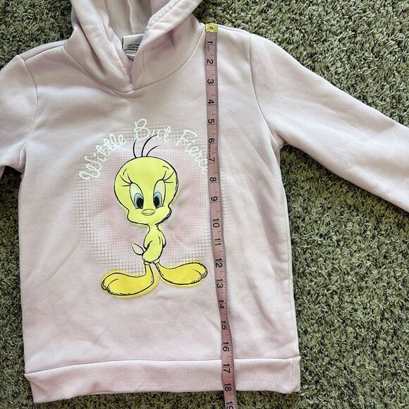 Looney Tunes Pink Tweety Bird "Wittle But Fierce" Hoodie Girls Sz 6X - Picture 4 of 8